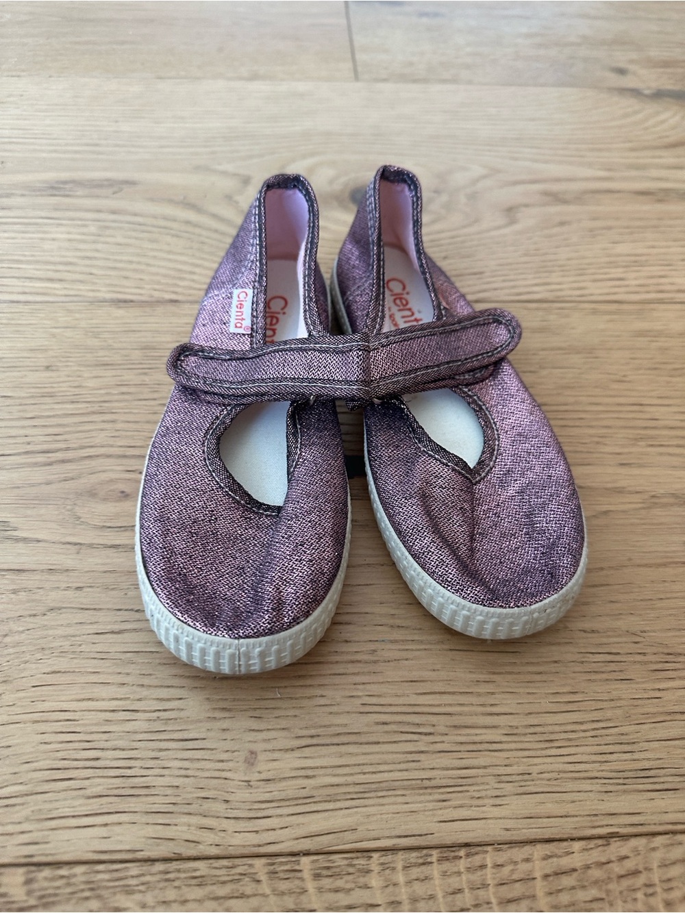 Cienta Kids Mary Jane Sneakers in Shimmery Rose